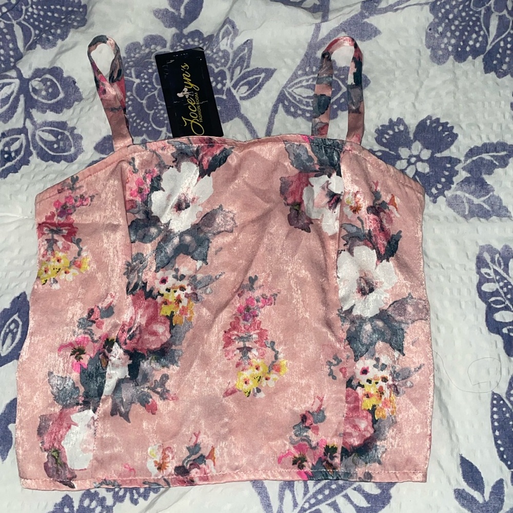 Pink floral tank top size small